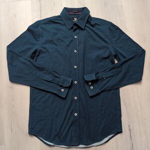 Butter Cloth Shirt Mens Medium Teal Slim Fit Icy Cotton Button Up Buttercloth